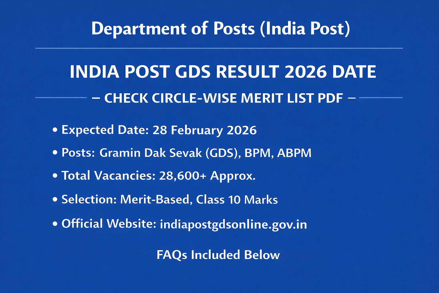 India Post GDS Result 2026 Date