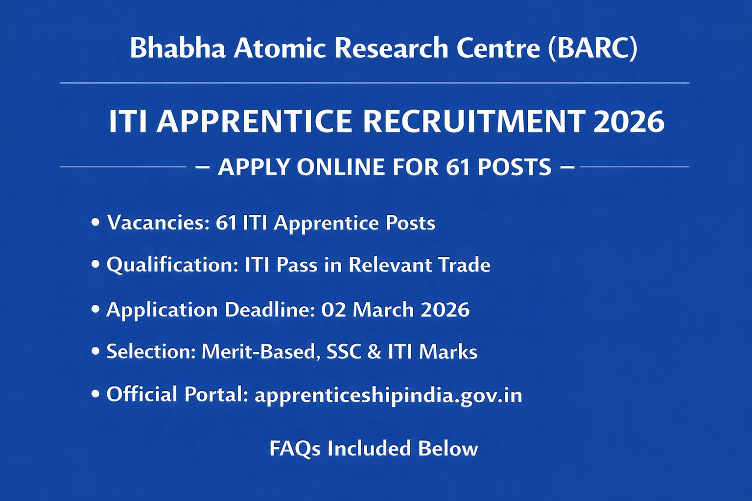 BARC ITI Apprentice Recruitment 2026
